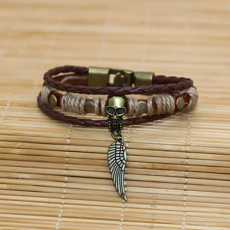 Wbo482 новые высококачественные плетеные кожаные покрытый античной бронзой