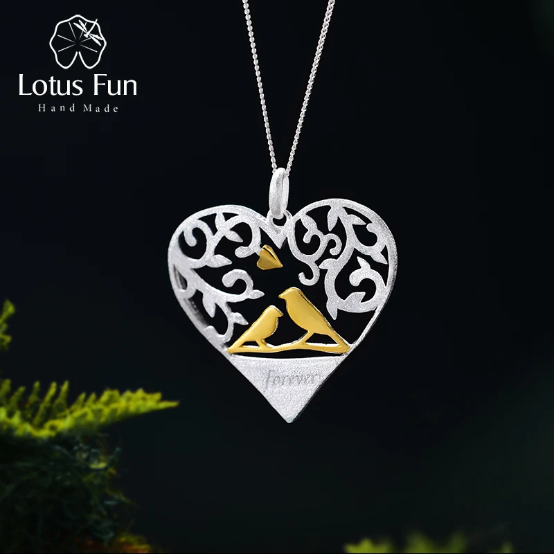 &quotLove Forever&quot изящный ручная работа птица пара кулон реального чистого