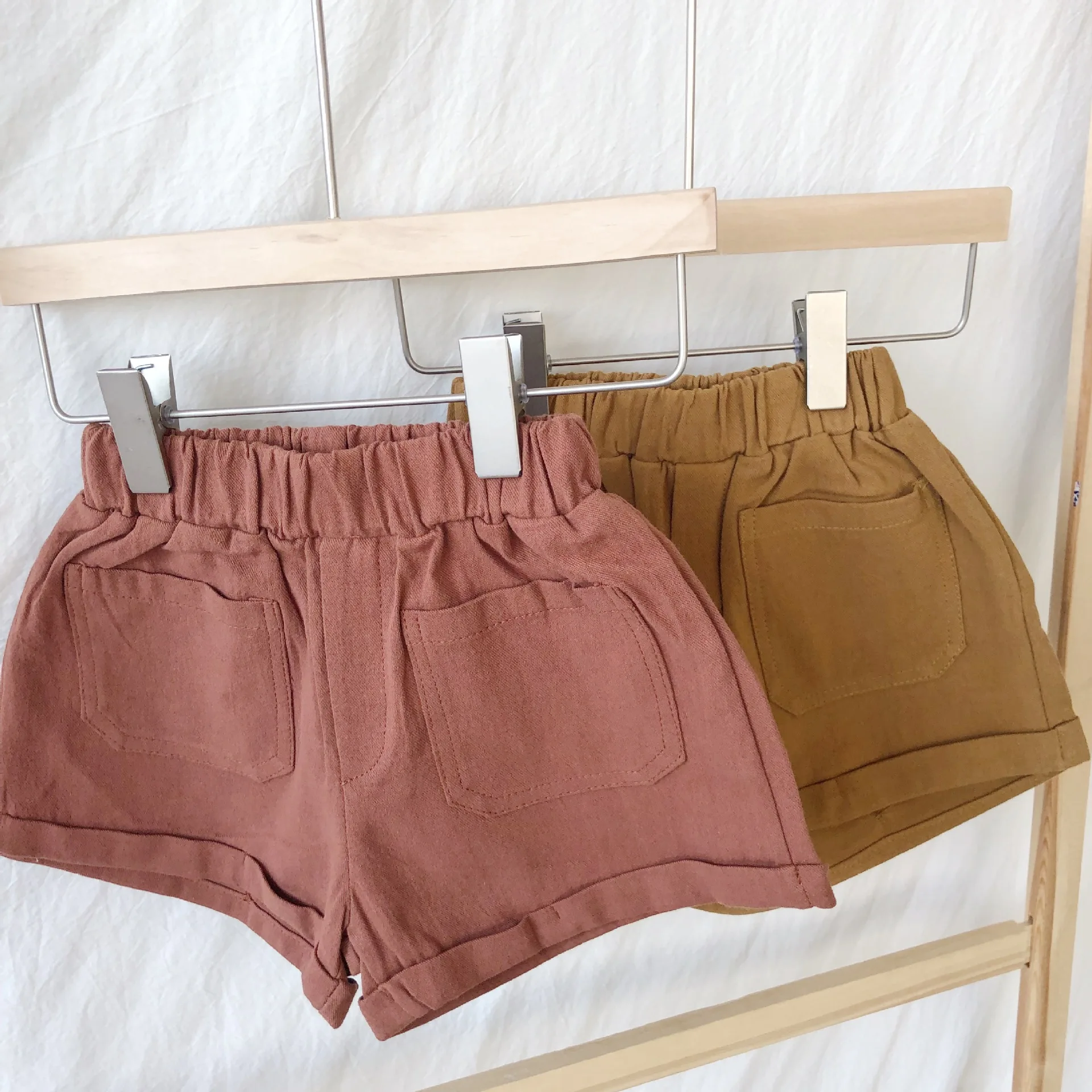 Корейский стиль лето 2019 однотонные Повседневные Шорты Для маленьких девочек 1-6