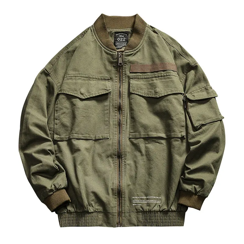 

drop shipping Men Bomber Jacket Military Coat Army Green Slim Fit Windbreaker Outwear S-4XL LBZ25