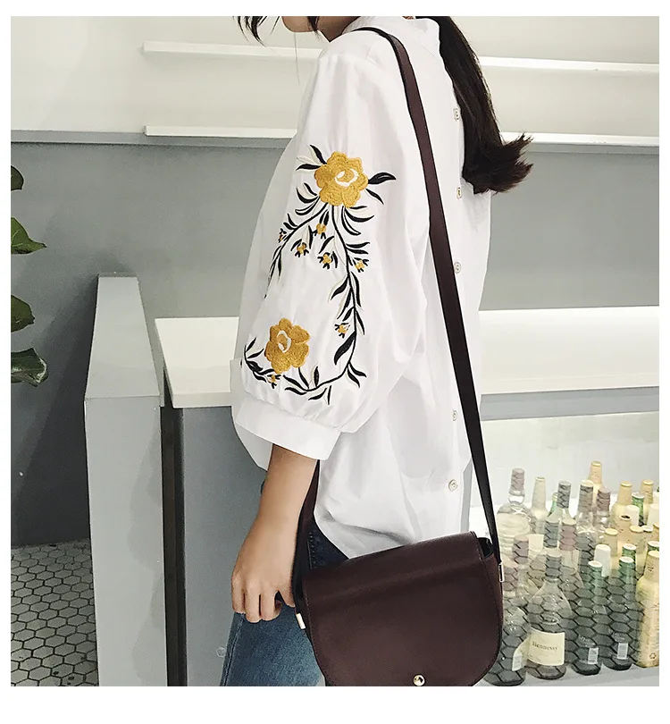 2018 летние рубашки в полоску с вышивкой свободные блузки длинным рукавом Женские