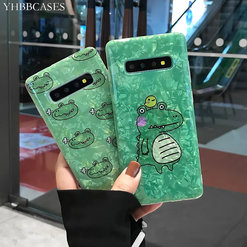 YHBBCASES мягкие чехлы с рисунком крокодила для Samsung Galaxy S8 S9 S10 Plus Модный чехол ракушка