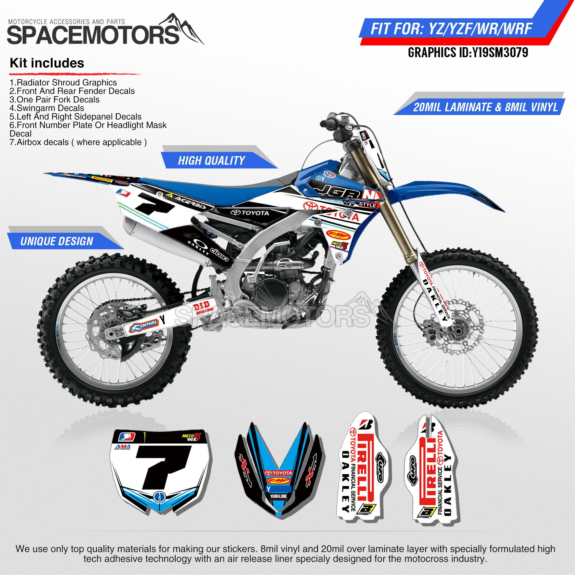 MotoSpace персонализированные графические фоны наклейки 3M для YAMAHA YZF250FX 14 18 YZF250 2019 YZF450
