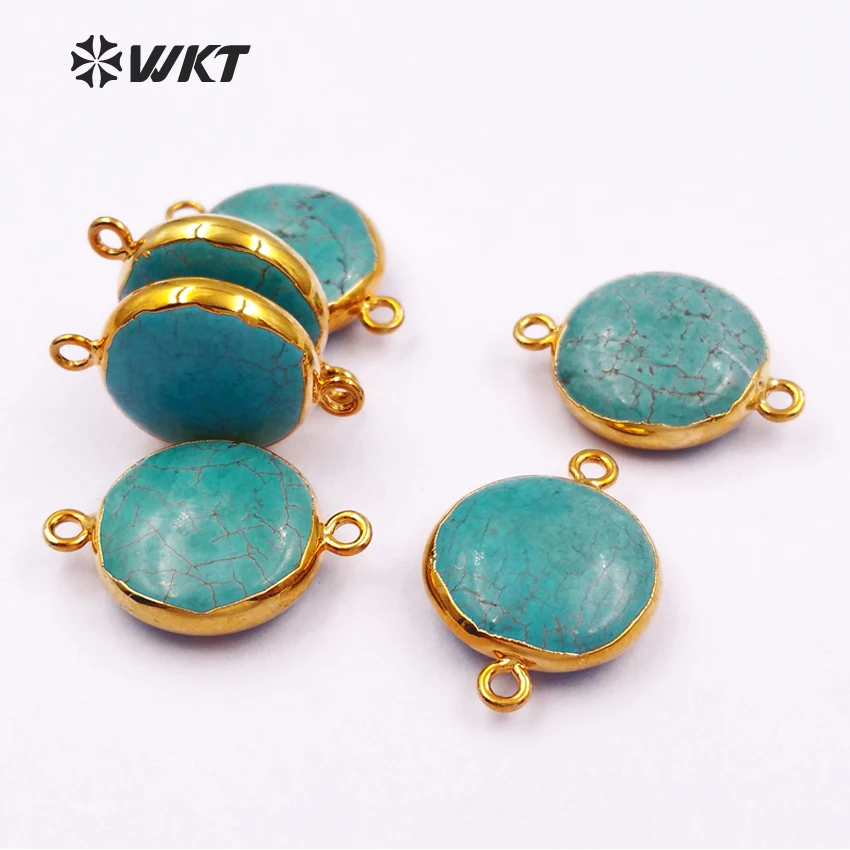 WT-C215 Wholesale Custom Natural Green Holite Stone Round Conectors Graceful Unique For Fashion Jewelry Making | Украшения и
