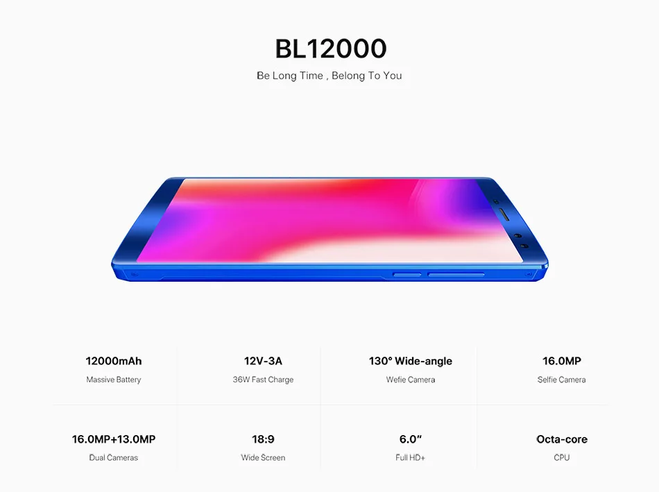 DOOGEE BL12000 смартфон 12000 мАч superbattery 6," 18:9 MT6750T Восьмиядерный 16 МП 4 камеры 4 ГБ 32 ГБ Android 7,0 мобильный телефон 4G