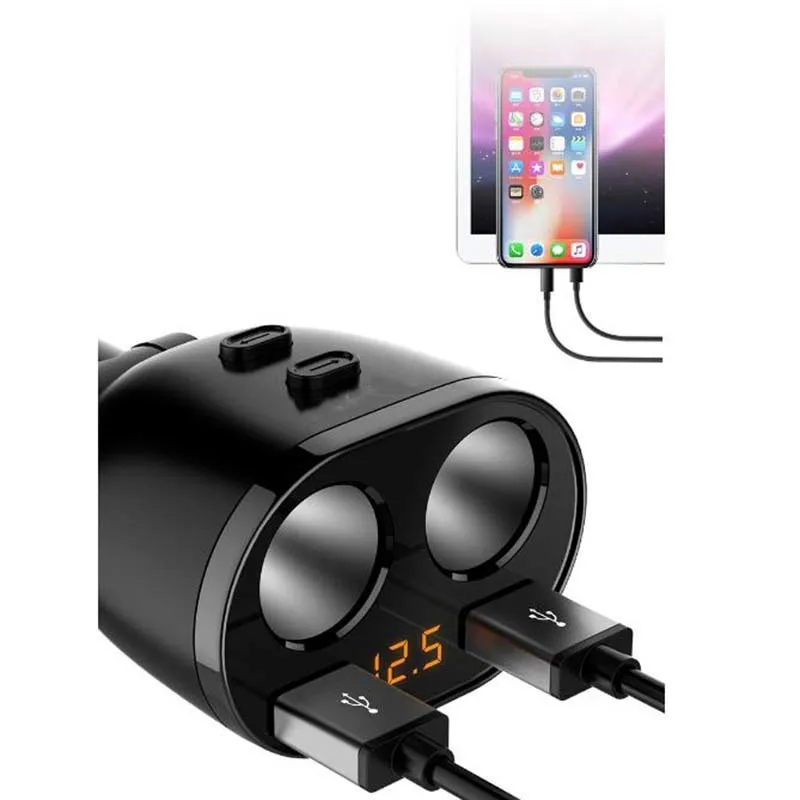 Новый 3 в 1 двойной USB разветвитель автомобильного прикуривателя штепсельная
