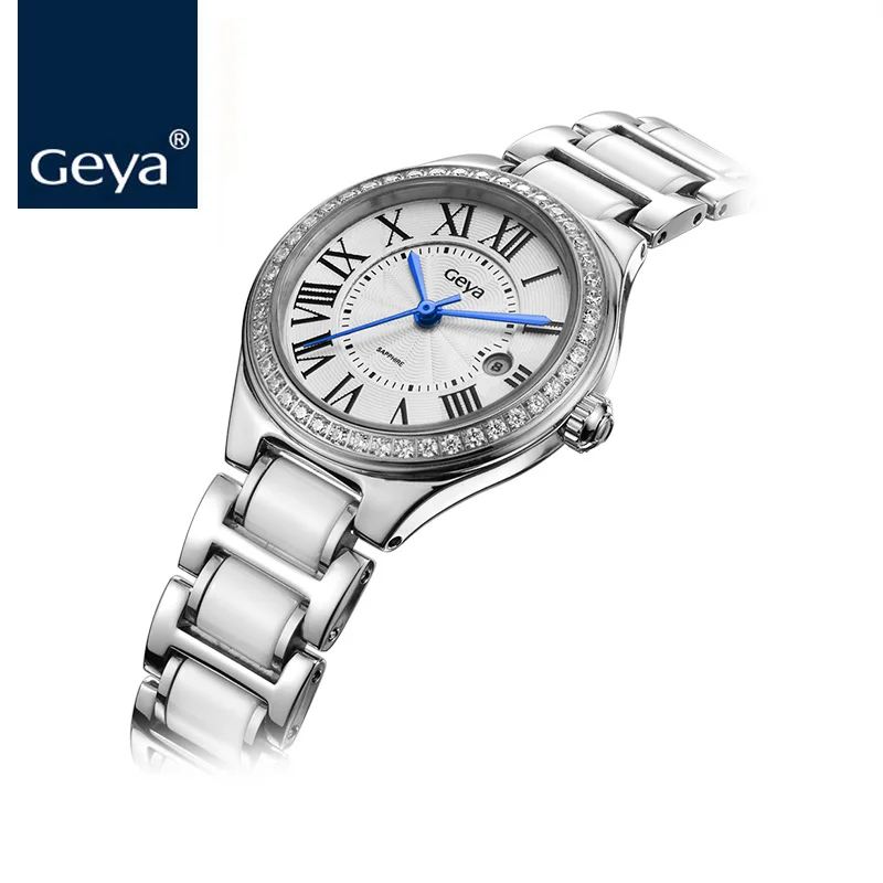 Geya 2017 Women Watches Brand Quartz Watch Sapphire Glass Ceramic Bracelet Diamond Jewelry Clock For relogio feminin | Наручные часы