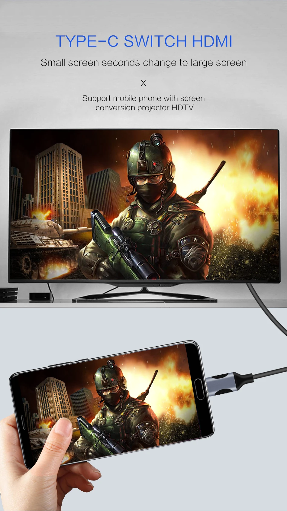 USB C к HDMI 4K кабель type C к HDMI USB-C Thunderbolt 3 для MacBook, ChromeBook, samsung S10/S9/S8+ huawei Mate20/10 Pro P20
