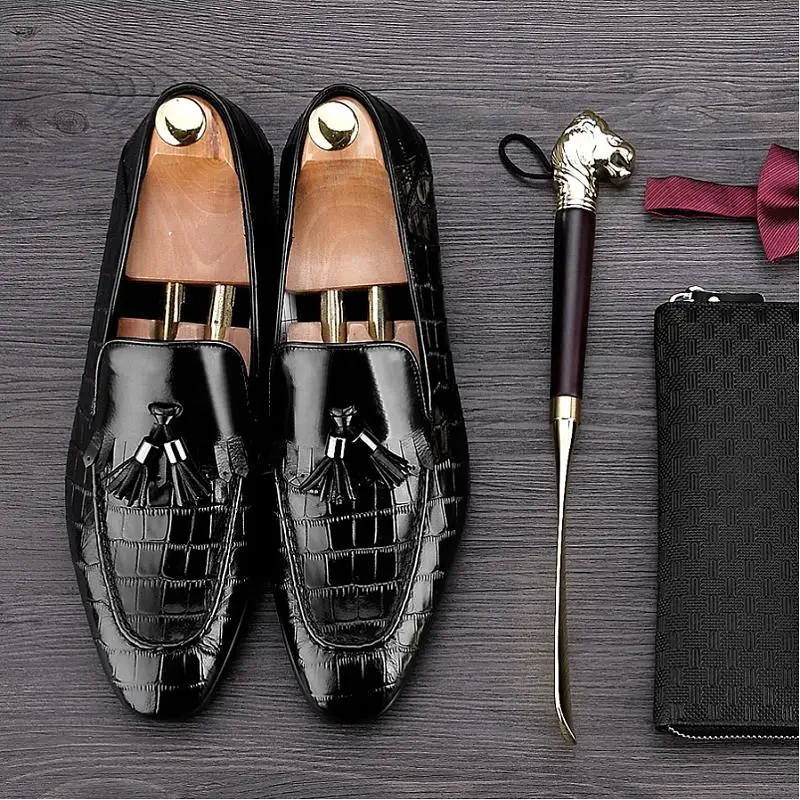 Mycoron 2018 Элитный бренд Для мужчин с бахромой из крокодиловой кожи кожаная мужская