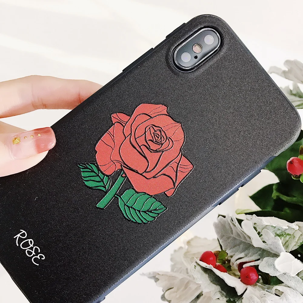 Netarlier 2018 Новый карамельный чехол для iPhone x 5 8 Роскошные красные розы цветы 3D Emboss