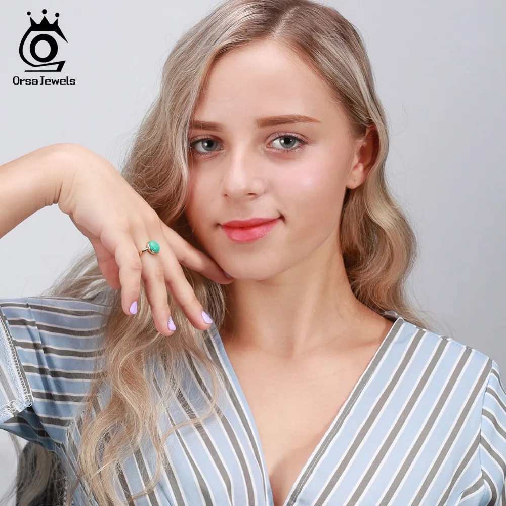 ORSA JEWELS женское серебряное кольцо из натуральной 925 пробы с натуральным камнем бирюзой, кольцо на годовщину, модное женское ювелирное изделие SR69