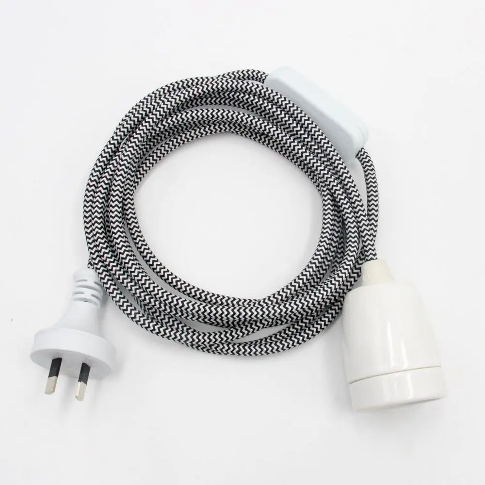 3 Meters Australia Plug Power Cord On/off Switch with Ceramic Lamp Holder E27 Hanging Light Cords Kit image 5