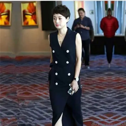 Женский трикотажный свитер двубортный кардиган без рукавов Новинка осени 2019 |