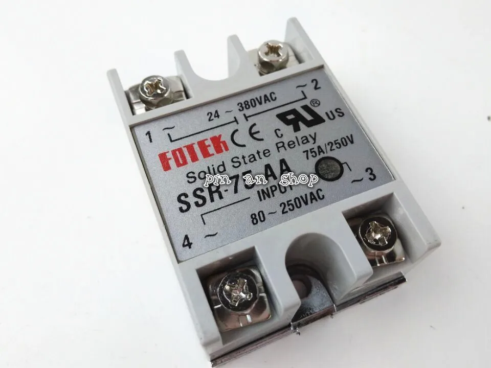 1 шт. SSR-75AA 75A твердотельные реле постоянного тока модуля на рост от 80 до 250V AC Вход