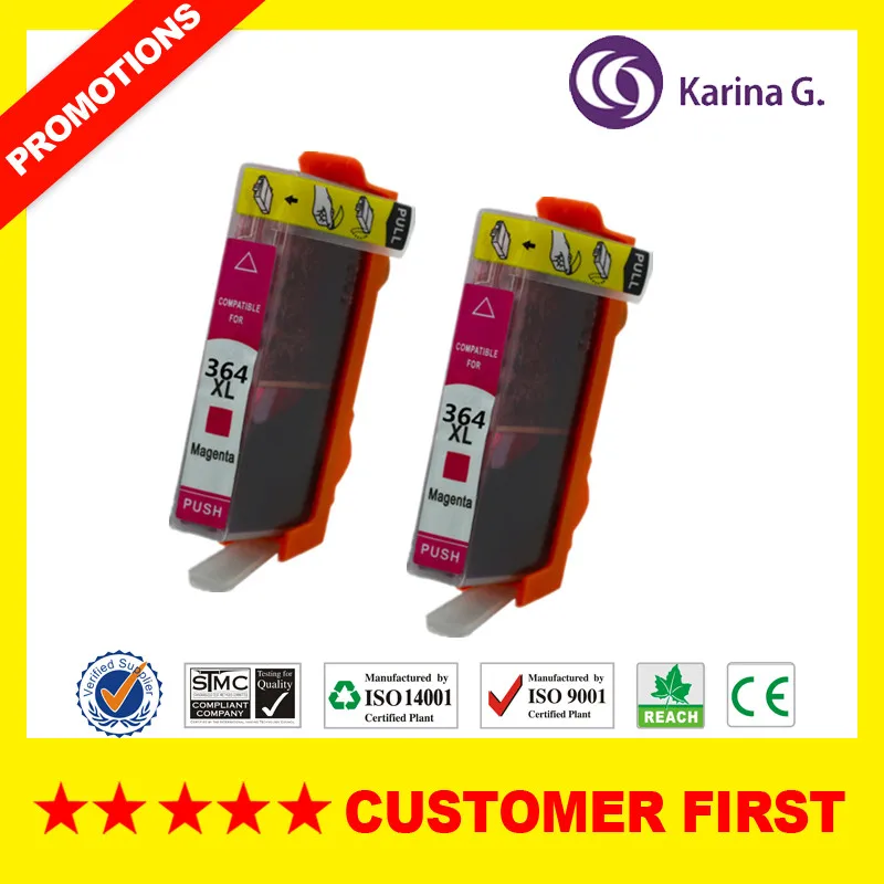 Совместимый для hp 364XL hp 364 костюм для Photosmart B8550 B8553 B8558 C5300 C5324 C5370 D5400 D5460 D5463 D5468 и т. д - Цвет: 2PCS Magenta