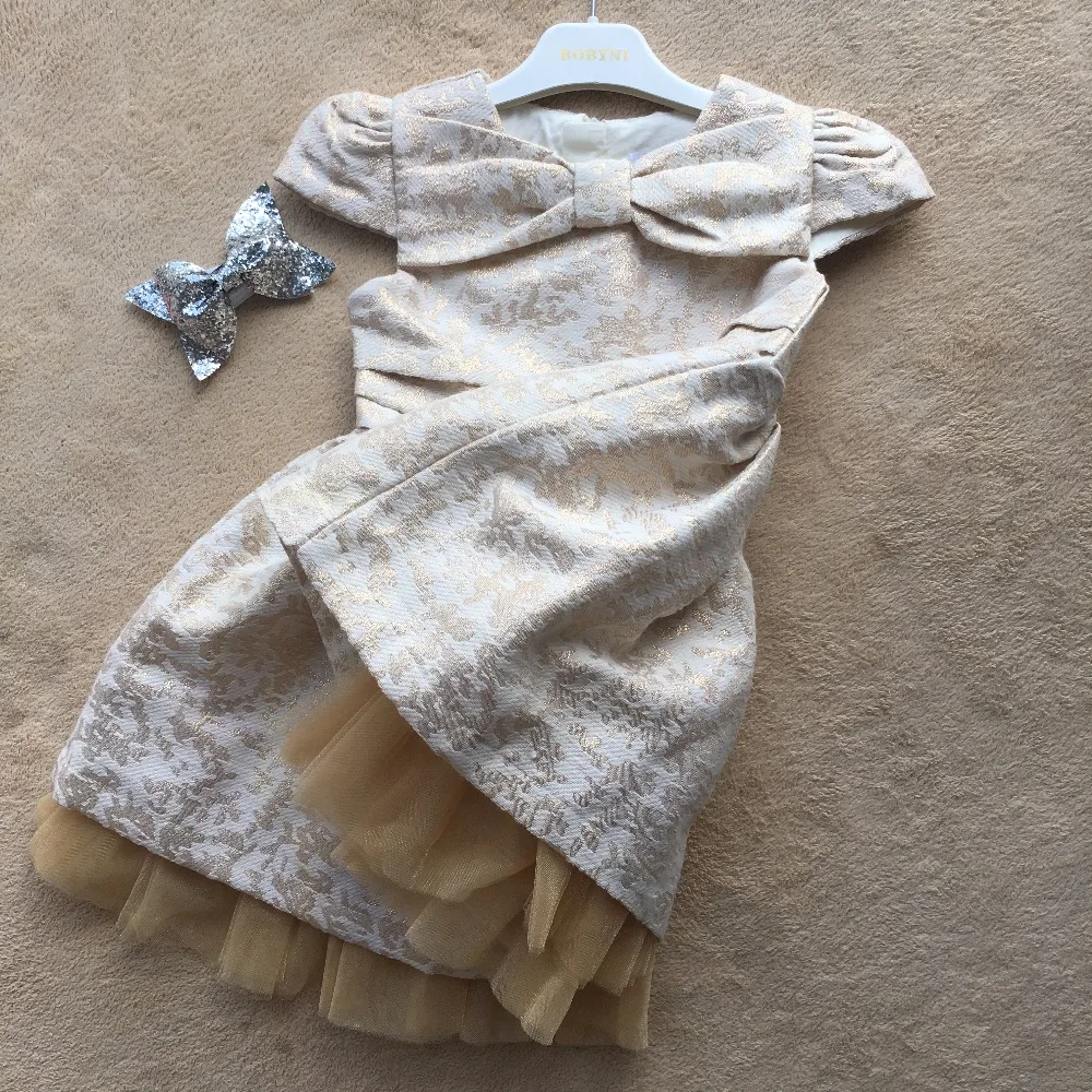 Платье принцессы для девочки рождественское вечернее платье с золотой вышивкой