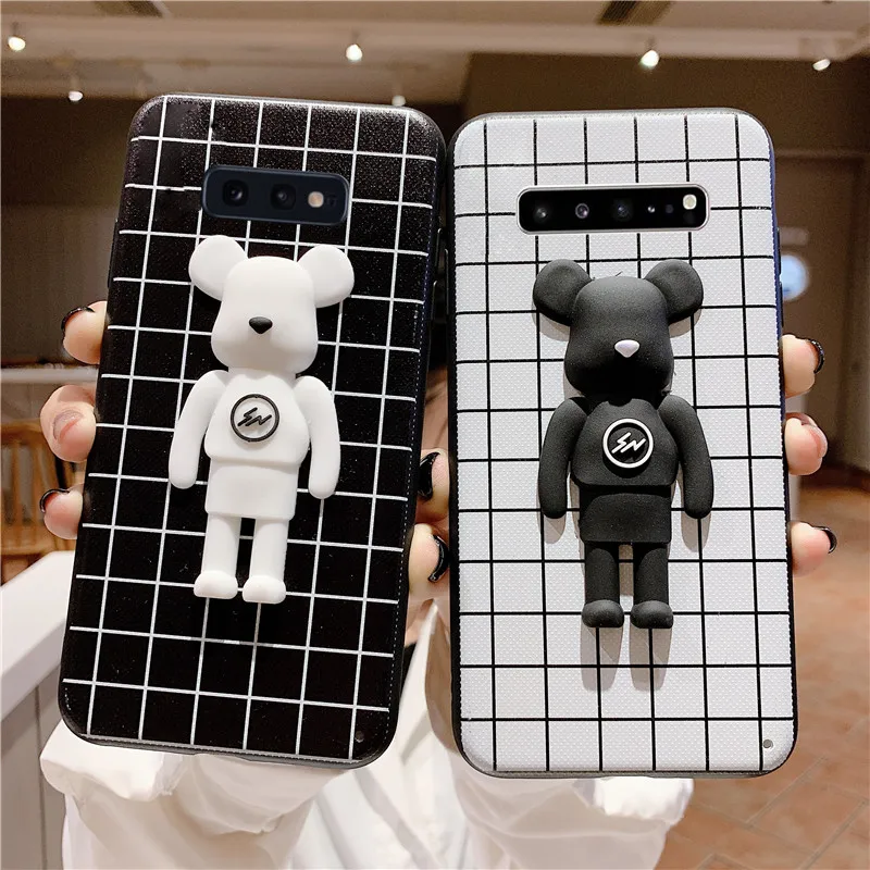 3D Классическая линия квадратный жестокий медведь чехол для samsung Galaxy S10 S10E S9 S8 S6 S7