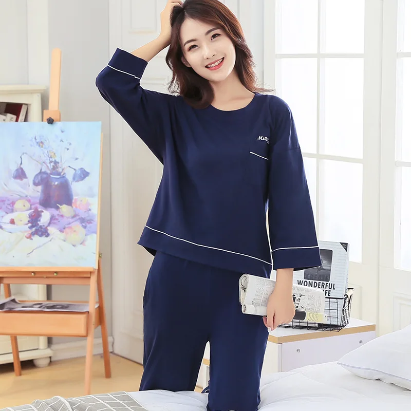 2018 хлопок кратким Модный комплект пижамы корейской версии сладкий девять очков