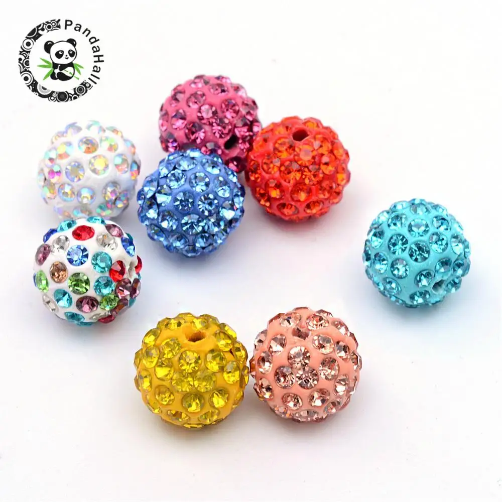 Круглые бусины для дискотек pandahall 10 мм 12 стразы из полимерной глины