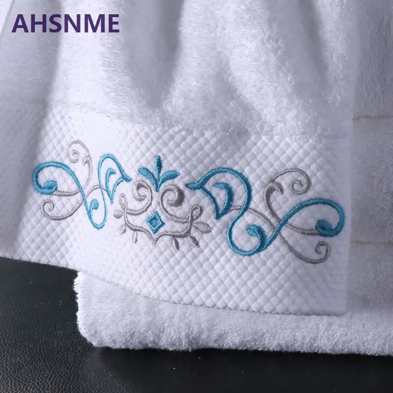 AHSNME вышитая картина пара банное Полотенца 70x140 см каждый 600 г очень большие банные Полотенца хлопок однотонная одежда пляжные Полотенца - Цвет: Blue Rattan