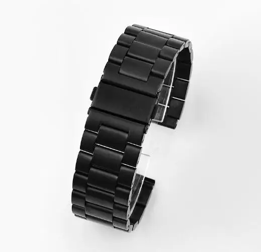 Универсальный браслет 16 мм, 18 мм, 20 мм, 22 мм, 24 мм для samsung gear S3 Classic/S3 Frontier/galaxy watch, регулируемый ремешок из нержавеющей стали - Цвет ремешка: Черный