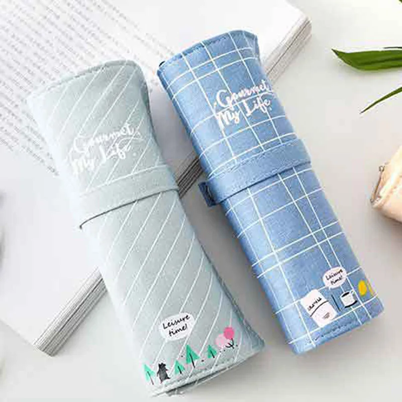 1 шт милый школьный пенал из хлопка и льна Pencilcase мультфильм Roll Pencial сумка для мальчиков и девочек канцелярские принадлежности для карандашей
