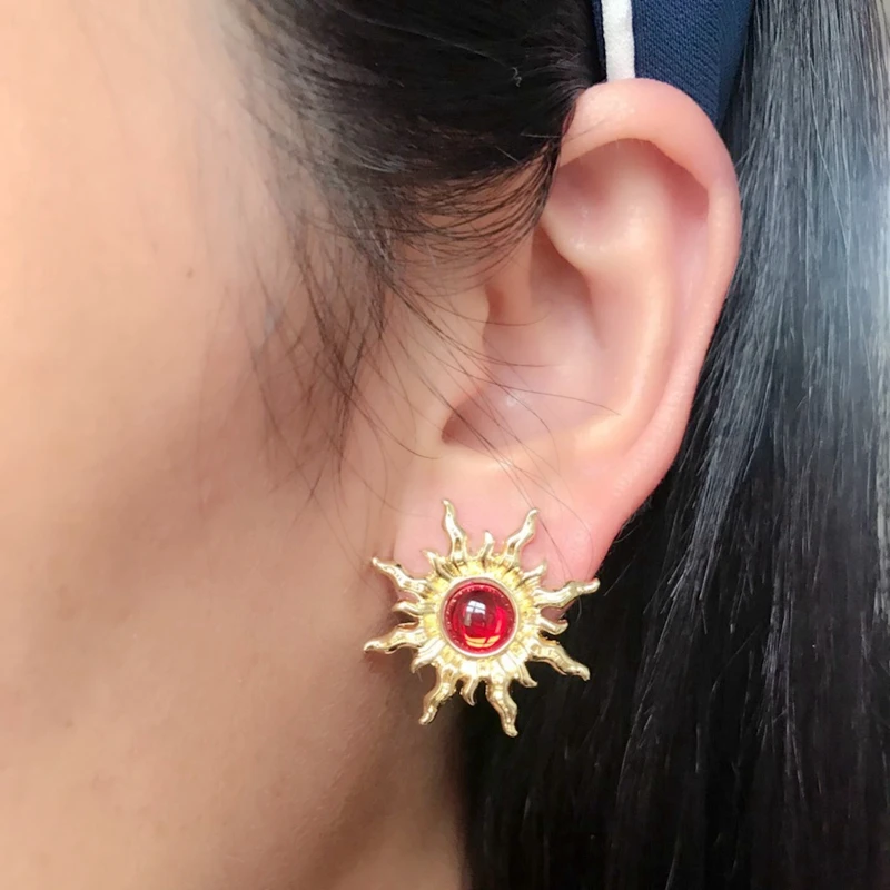 Бесплатная доставка золотые серьги с шипами красного цвета|earrings free shipping|earrings