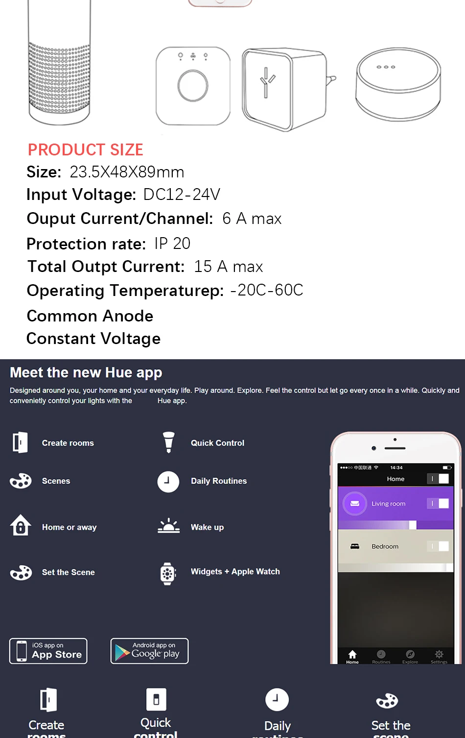 DC12-24V ZLL ZIGBEE мост умный дом Светодиодная лента с диммером управление Лер zigbee диммер приложение управление работа Amazon Alexa Echo, Phillips