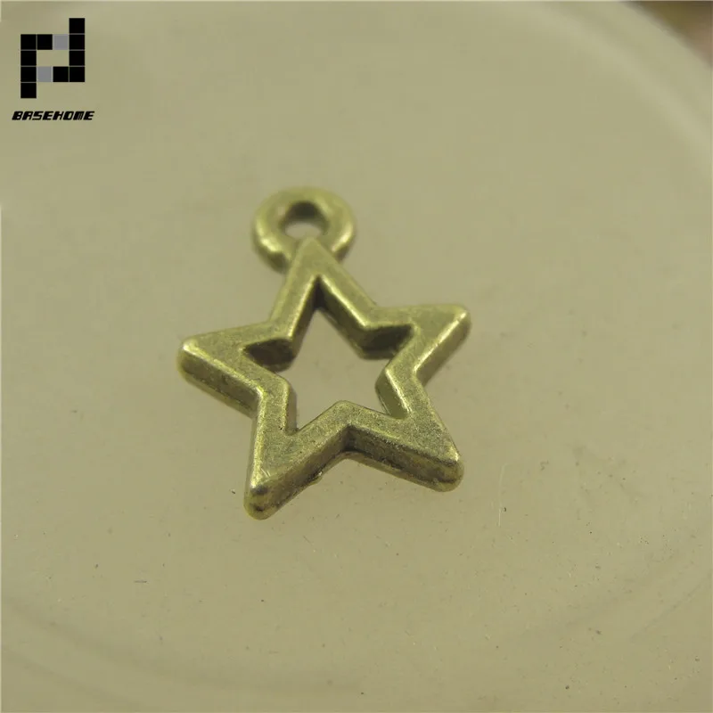 antique bronze Basehome 100 шт./лот Винтаж пятиконечной звезды кулон Ретро Талисманы для DIY Цепочки и ожерелья браслет ювелирных изделий Создание - Окраска металла: antique bronze