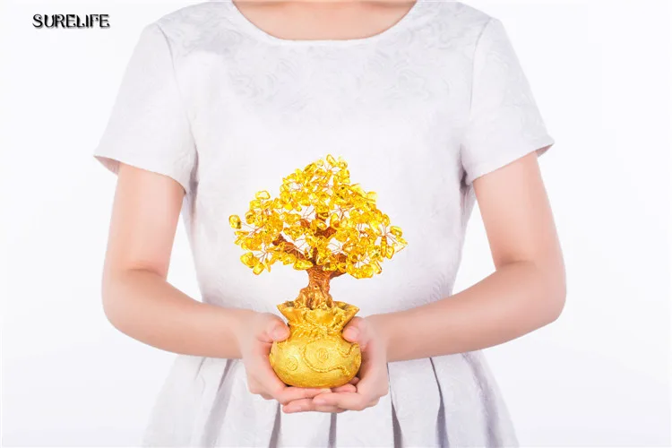 Высокая миниатюрная Хрустальная Копилка в стиле бонсай богатство удачи фэн шуй