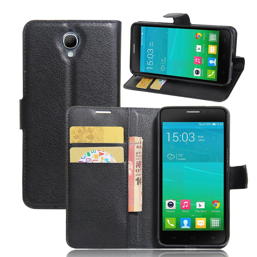 Роскошные Флип кожаный чехол для Alcatel One Touch Idol X + 6043D Бумажник Обложка книги