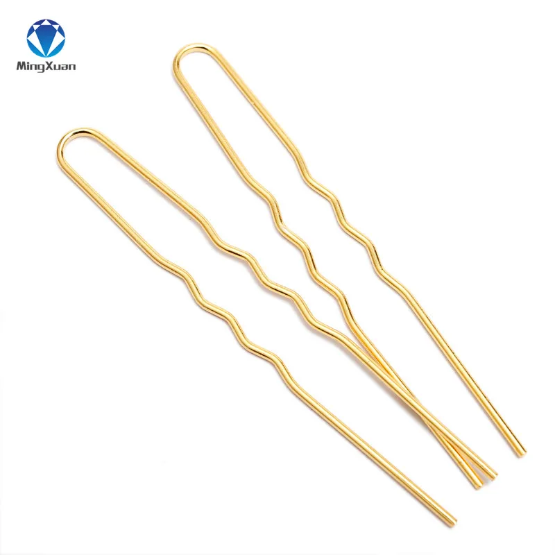 Gold MINGXUAN, 50 шт./лот, 70 мм* 1,2 мм, палочки для волос, u-образные шпильки и иглы, установка для женщин, ювелирные изделия, изготовление украшений - Окраска металла: Gold