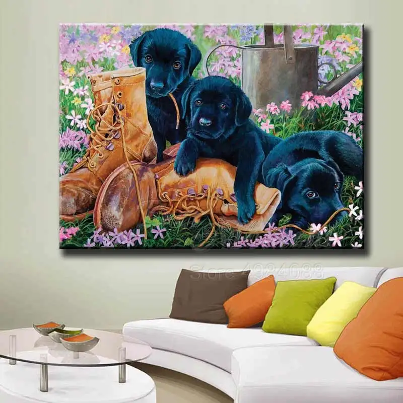 Алмазная живопись на всю площадь с изображением собаки обуви алмазная вышивка