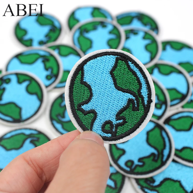 10pcs/lot Diy Embroidered Earth Patches Iron On Star Appliques Sewing Clothes Bags Jeans Coats Motif Badge Apparel Stickers | Дом и сад