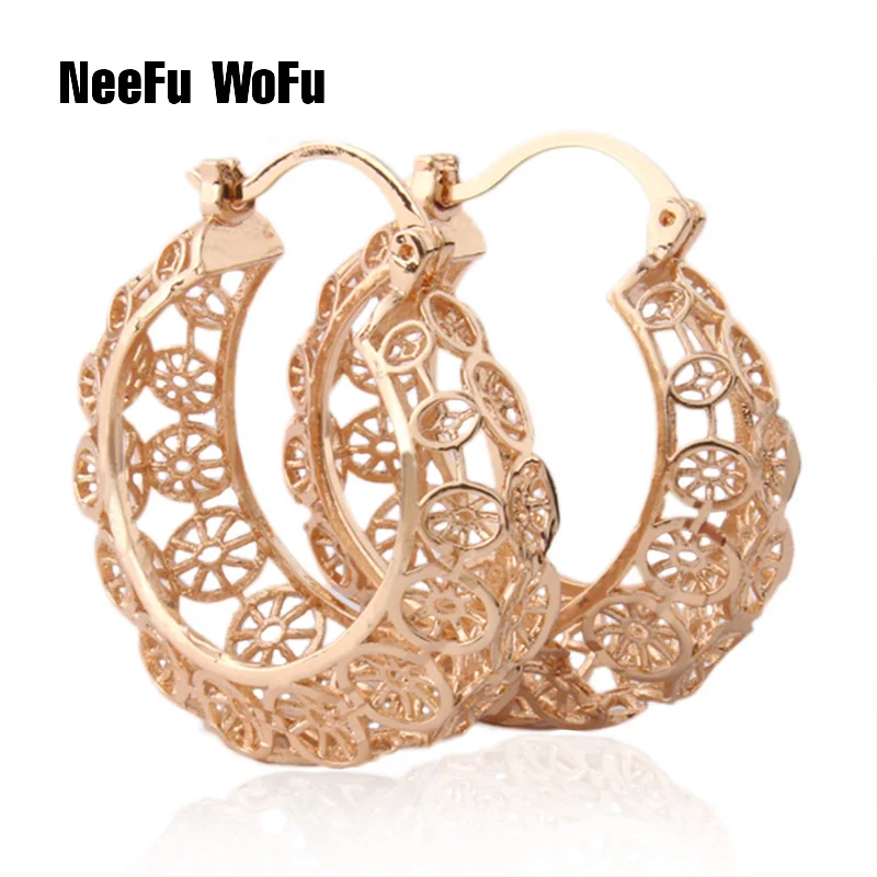 NeeFu WoFu медные серьги кольцо металлические большие брендовые marque boucle doreil Brinco Orecchino