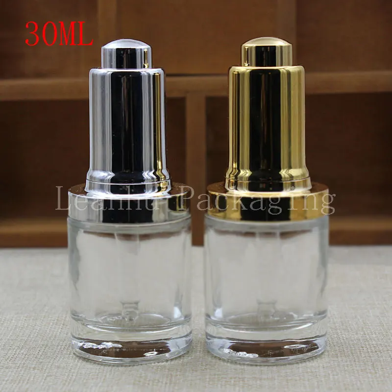 30ML Trasparent Glass Dropper Bottle, 30CC Essential Oil/Essence/Perfume Sub-bottling, Empty Cosmetic Container (15 PC/Lot)