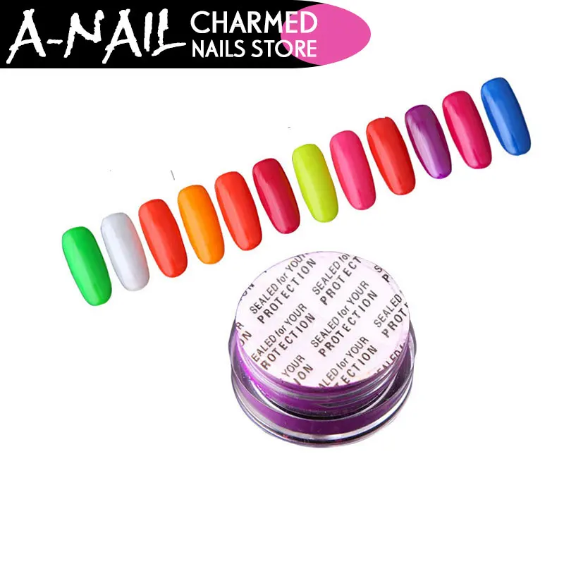 12 баночек/набор неоновый пигмент флуоресцентный блеск для ногтей цвет пудра