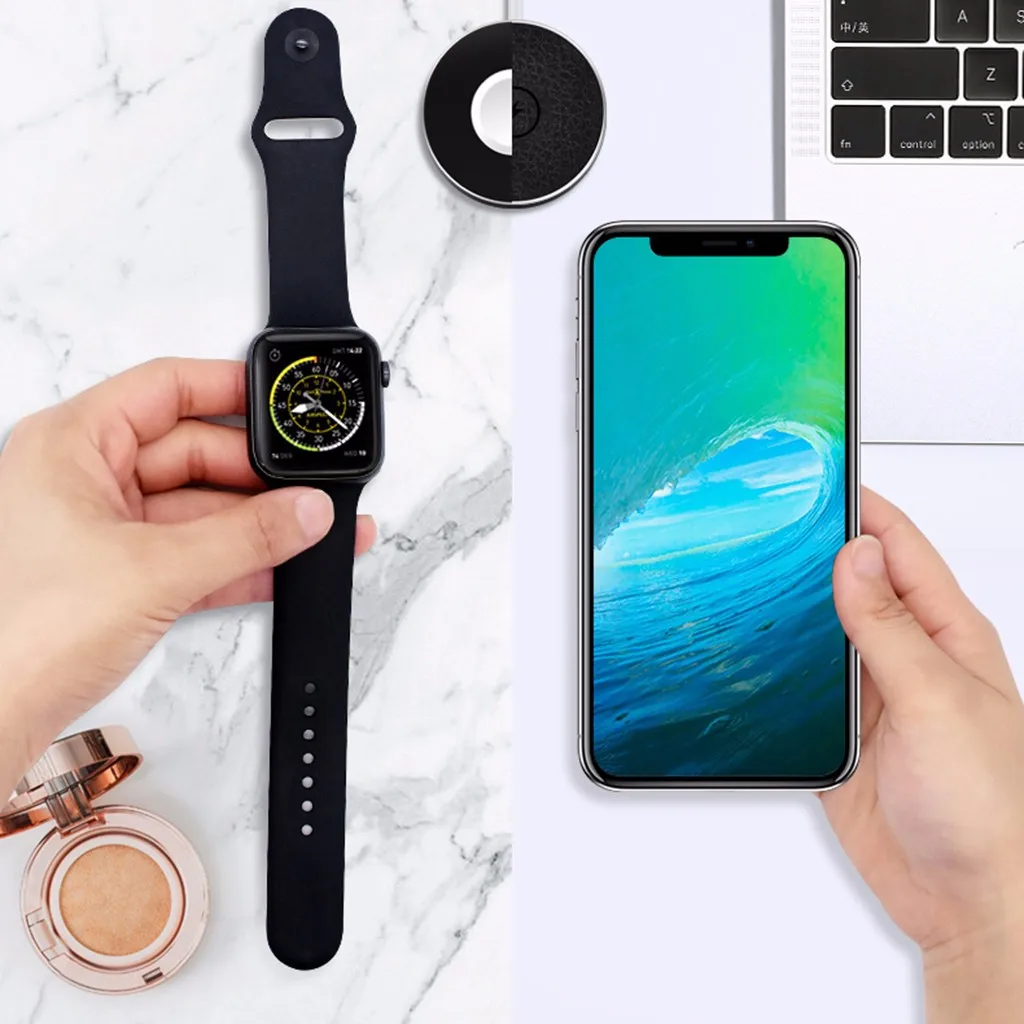 3 в 1 Беспроводной Зарядное устройство быстрой зарядки AirPower для iWatch для iPhone для Airpods алюминиевый сплав DC5V/2A DC9V/1.67A D52mm H12mm