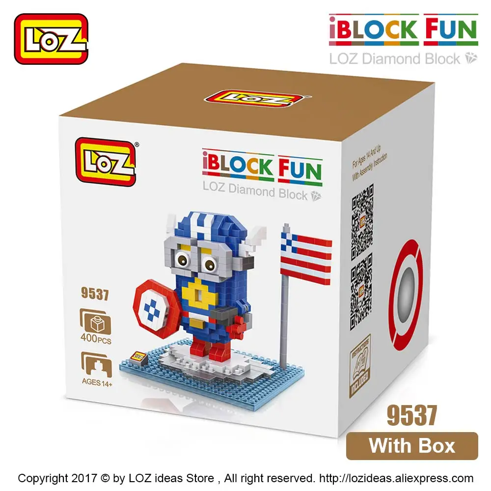 9537 With Box LOZ, алмазные блоки, супергерои, фигурки, пластиковые сборные игрушки, Мультяшные пиксели, фигурки, креативный подарок, развивающие игрушки, 9536-9543 - Цвет: 9537 With Box