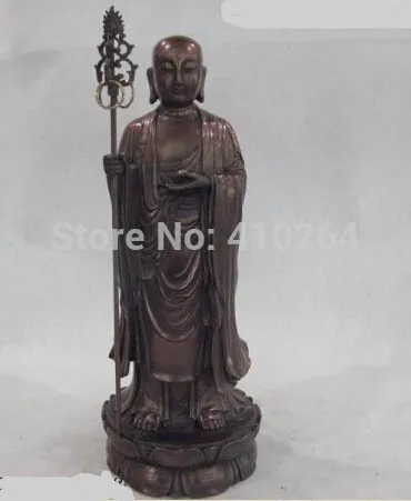 15 "Китай Буддизм Бронза Медь Datang Сюань Цзан Kshitigarbha Дзидзо Статуя Будды | Дом и