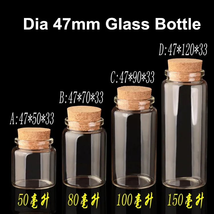 

24 X Empty Clear Glass Bottles Vials With Cork Stopper Storage Jars 47mm Bottle Diameter