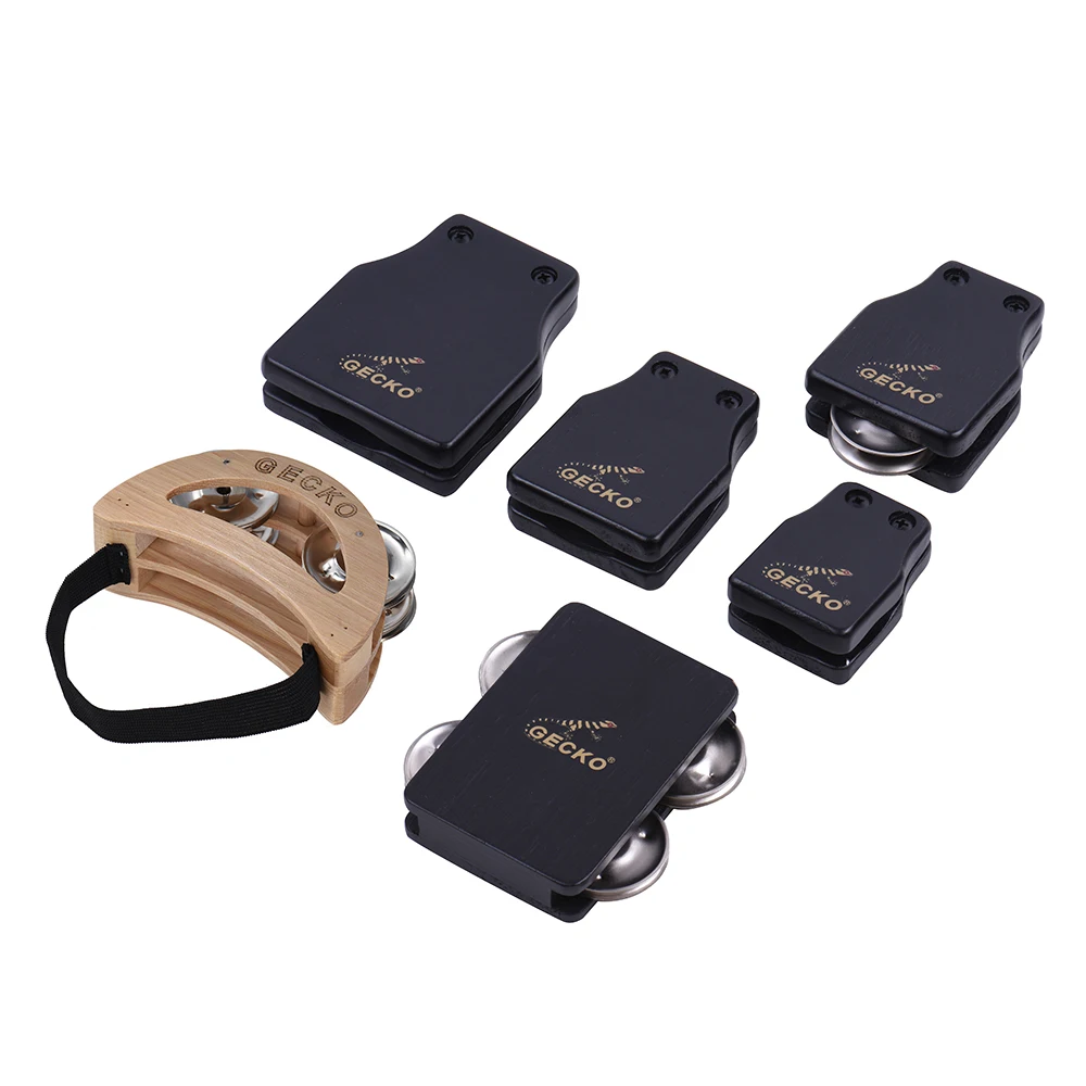 

NEW GECKO GK Series Cajon Box Drum Companions Set Including Castanets Jingle Bells Foot Tambourine Percussion Instruments