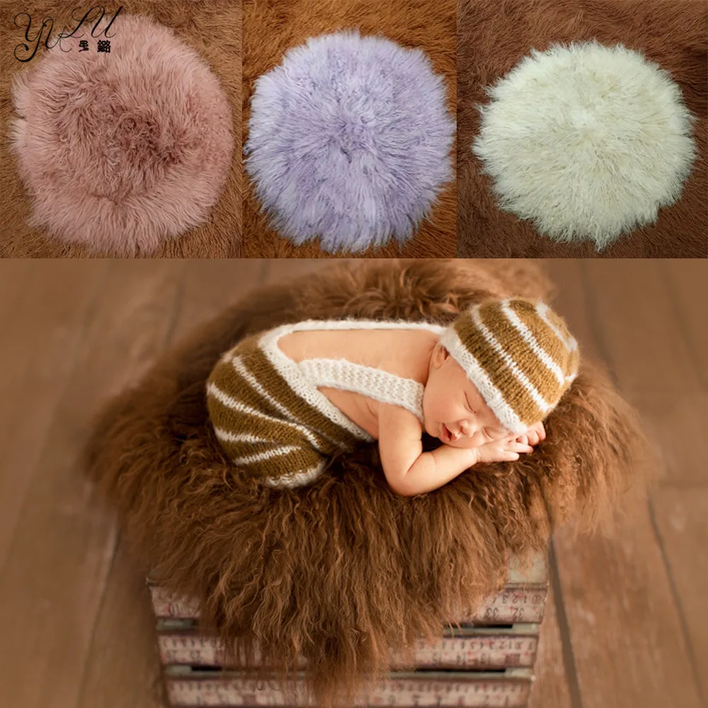 Круглый реквизит для новорожденных из искусственного меха 80*80 см|newborn prop faux fur|basket