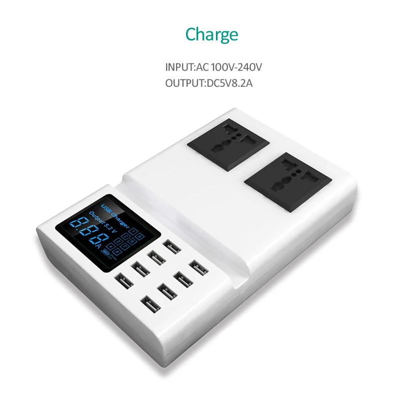KOOYUTA многопортовое настольное зарядное устройство 8 usb-хаб ЖК-дисплей розетка переменного тока розетка удлинитель адаптер держатель телефона для huawei