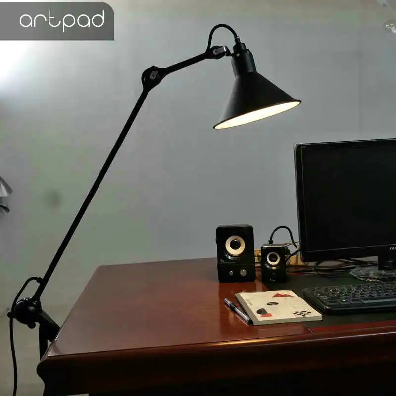 Фото Artpad Black Flexible Swing Arm LED Office Reading Lamp with Clip Eye Care Clamp Mount Adjustable Desk E27 With EU Plug in Освещение Artpad Black Flexible Swing Arm LED Office Reading Lamp with Clip Eye Care Clamp Mount Adjustable Desk E27 With EU Plug in Освещение