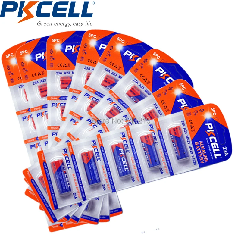 40 шт (5 шт/карта) PKCELL 12V 23A супер щелочная батарея MN21 V23GA VR22 A23 L1028 батареи для MP3 Walkman