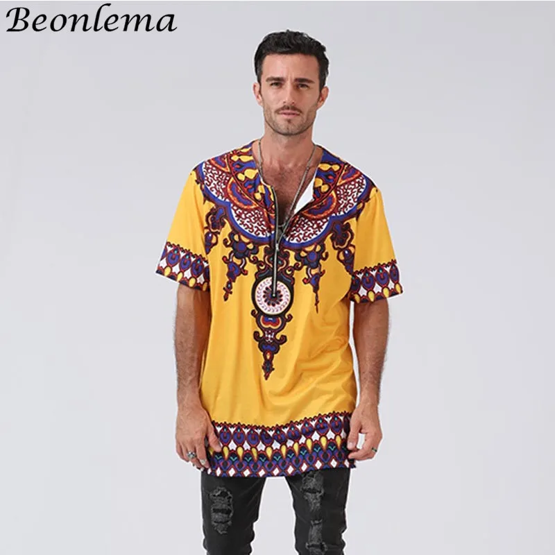 Beonlema африканские Дашики для мужчин рубашки с коротким рукавом в Африке Принт