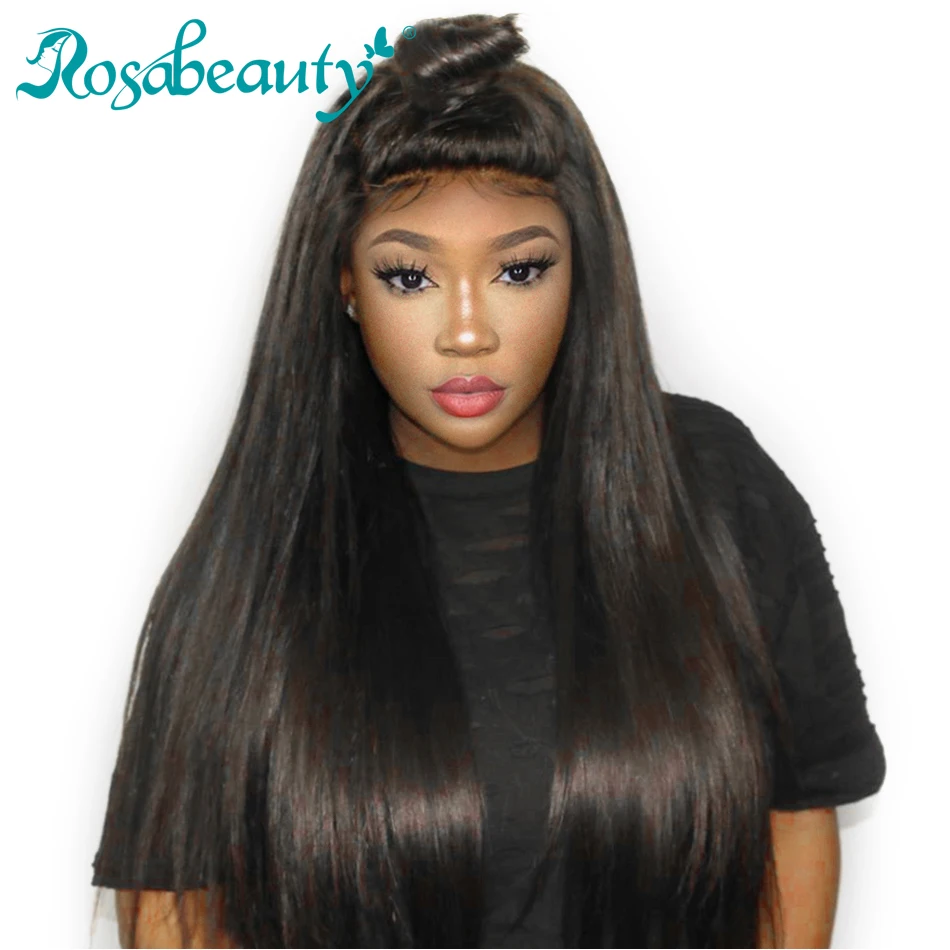 Rosabeauty 28 30 дюймов HD прозрачные полностью кружевные человеческие волосы парики прямые волосы предварительно выщипанные с детскими волосами Волосы remy бесклеевые парики