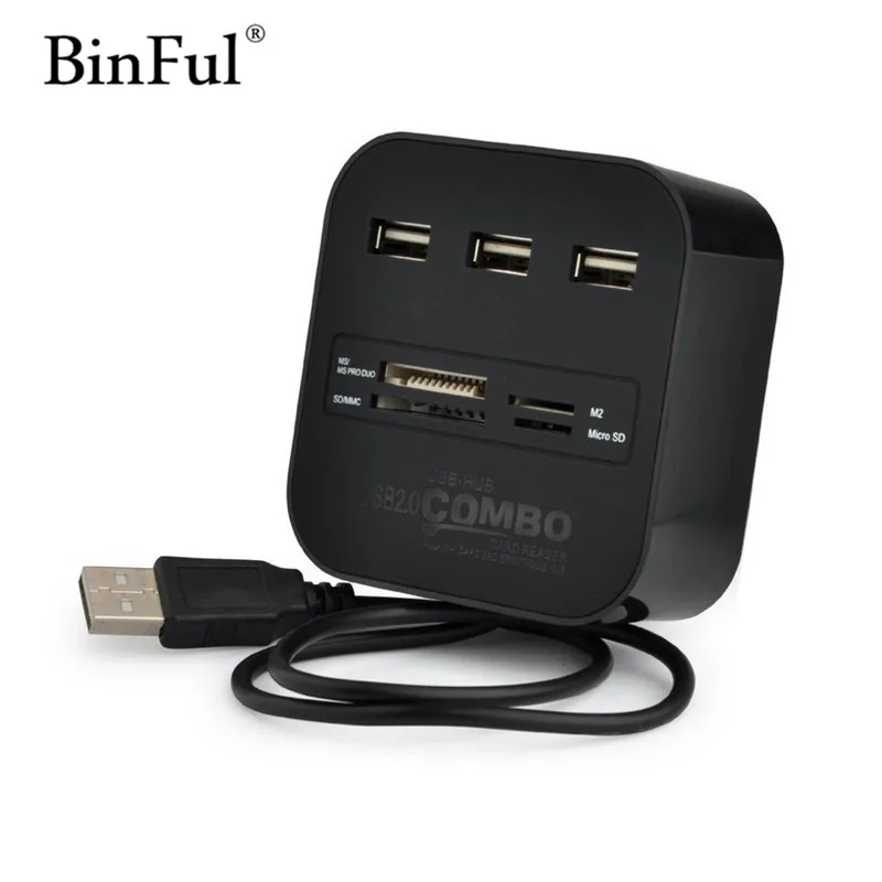 Высокоскоростной считыватель карт BinFul Combo все в одном USB 2 0 usb-хаб Micro SD 3 порта