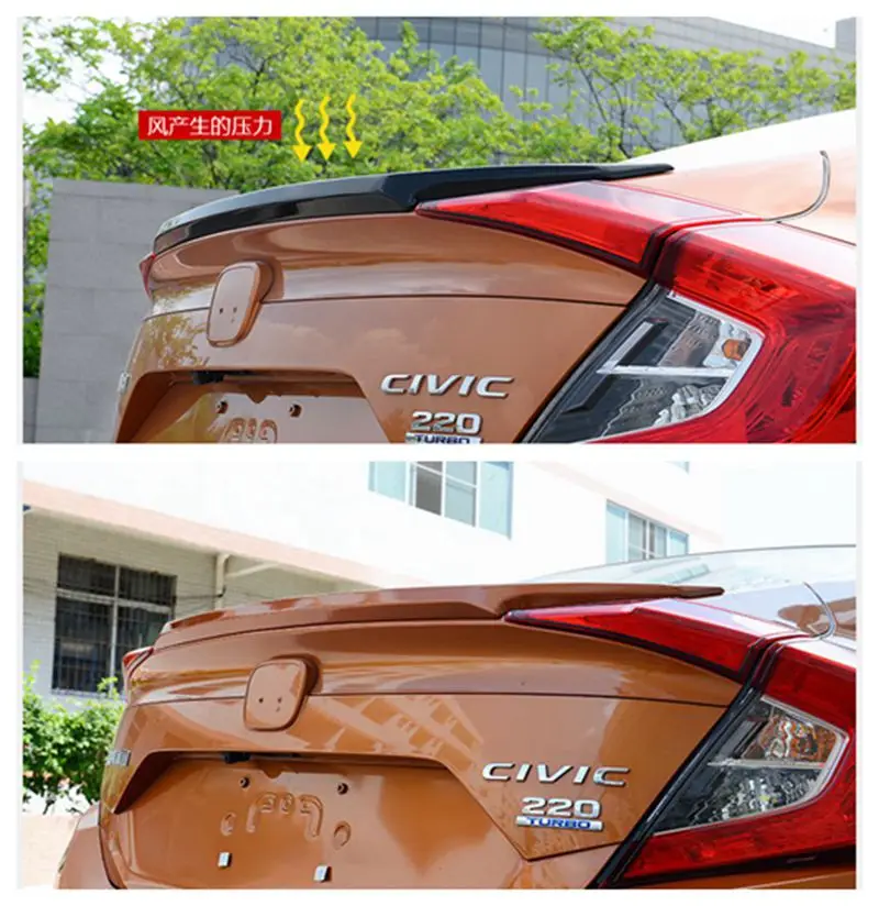 Для Honda Civic 10th Generation 4dr Sedan 2016 2017 ABS пластик Задняя Крышка багажника крыла